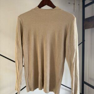 Bolongaro Trevor Mock Neck Ribbed Sweater in Beige